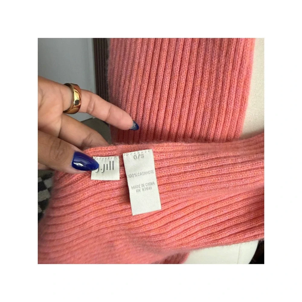 J.Jill Scarf Womens OS Pink 100% Cashmere Ribbed Knit Winter Warm Soft Luxury